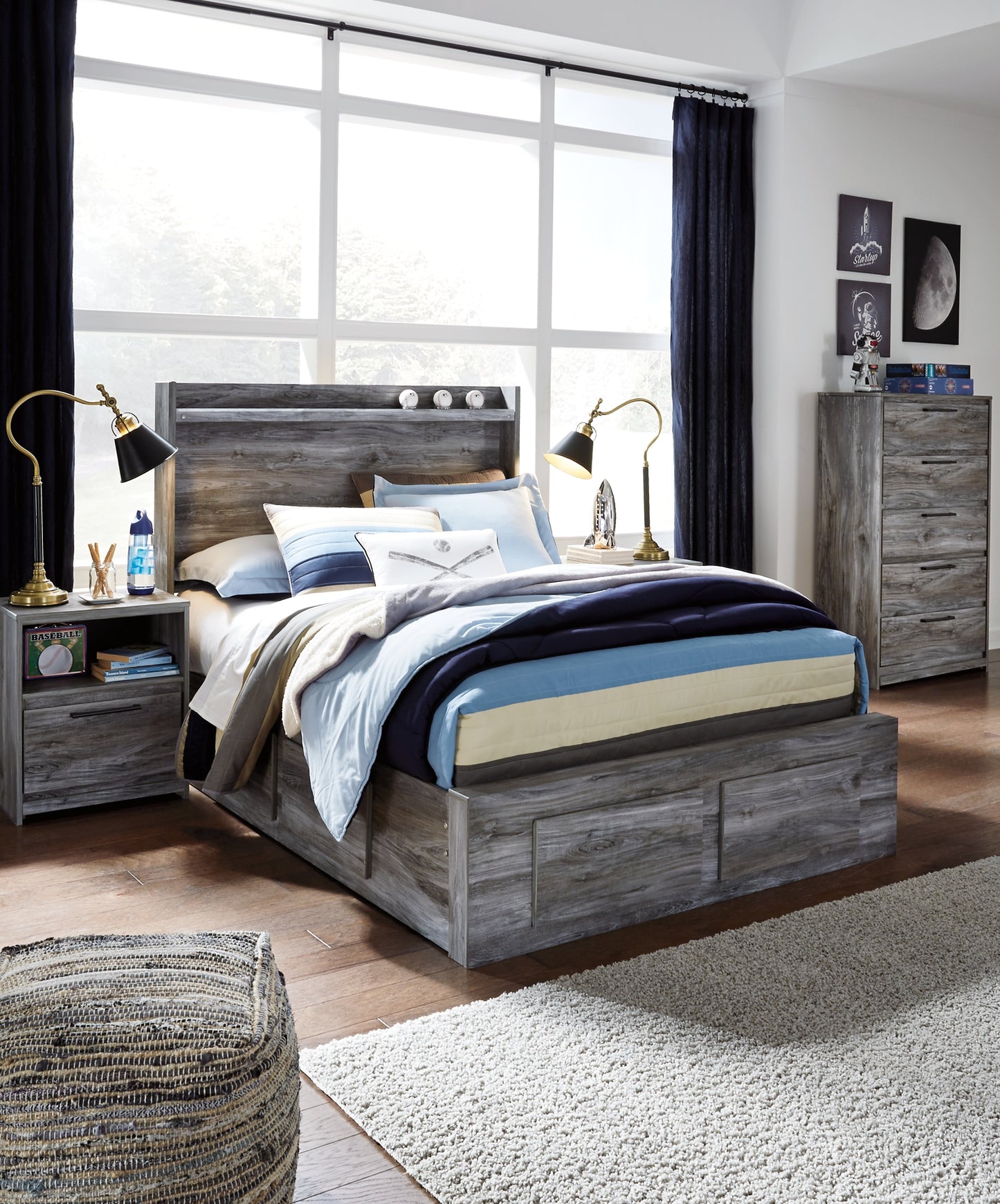 Baystorm  Panel Bed With 6 Storage Drawers