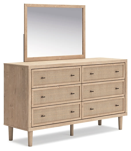 Cielden King Panel Headboard with Mirrored Dresser