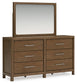 Cabalynn California King Panel Bed with Storage with Mirrored Dresser