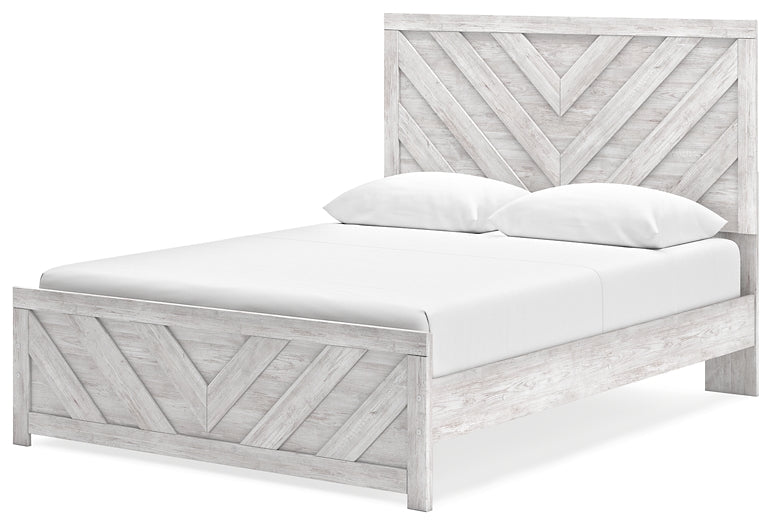 Cayboni Queen Panel Bed with Mirrored Dresser, Chest and 2 Nightstands