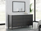 Cadmori Queen Upholstered Bed with Mirrored Dresser, Chest and 2 Nightstands