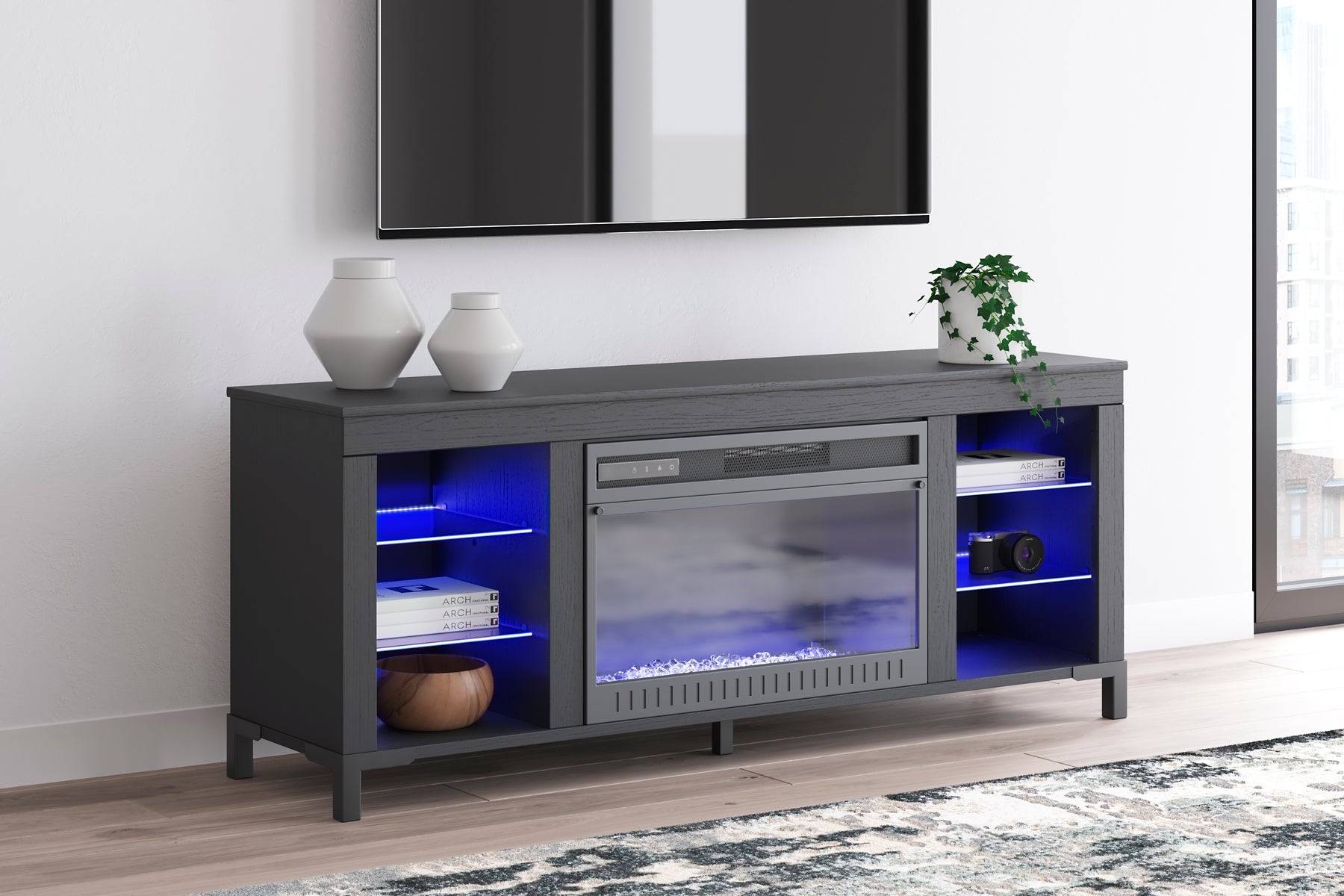 Barnett tv deals stand with fireplace