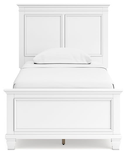 Fortman Twin Panel Bed with Mirrored Dresser, Chest and 2 Nightstands