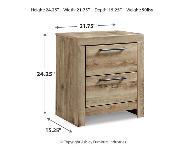 Hyanna Full Panel Bed with Storage with Mirrored Dresser and Nightstand